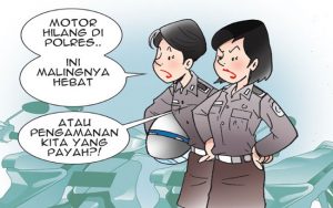 Motor Polwan Disikat Maling di Depan Polres