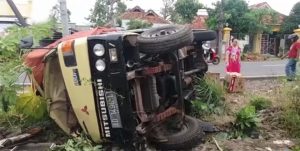 Motorbike, Overturned Box Truck